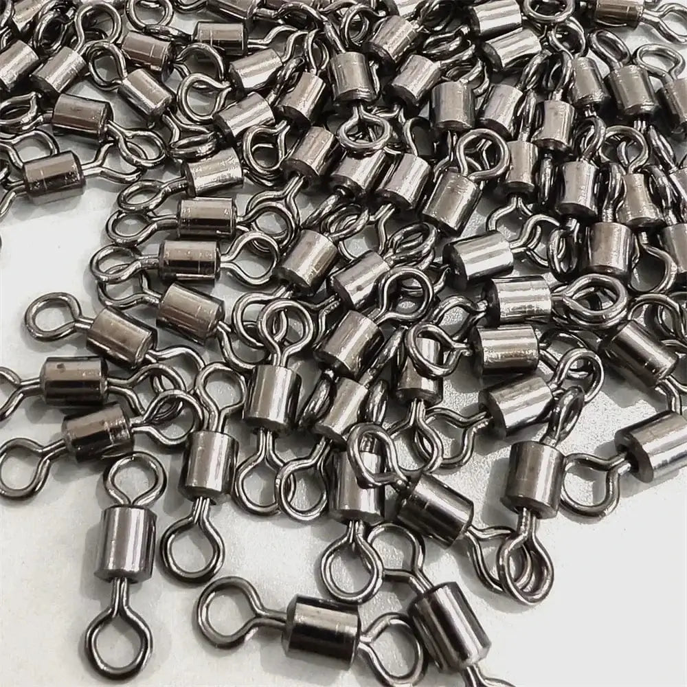 China China 50Pcs Size 1 50Pcs/Lot Fishing  Ball Bearing Swivel Safety Snap solid Ring Hook Connector Barrel Rolling Swivel Tackle Fishing Accessories