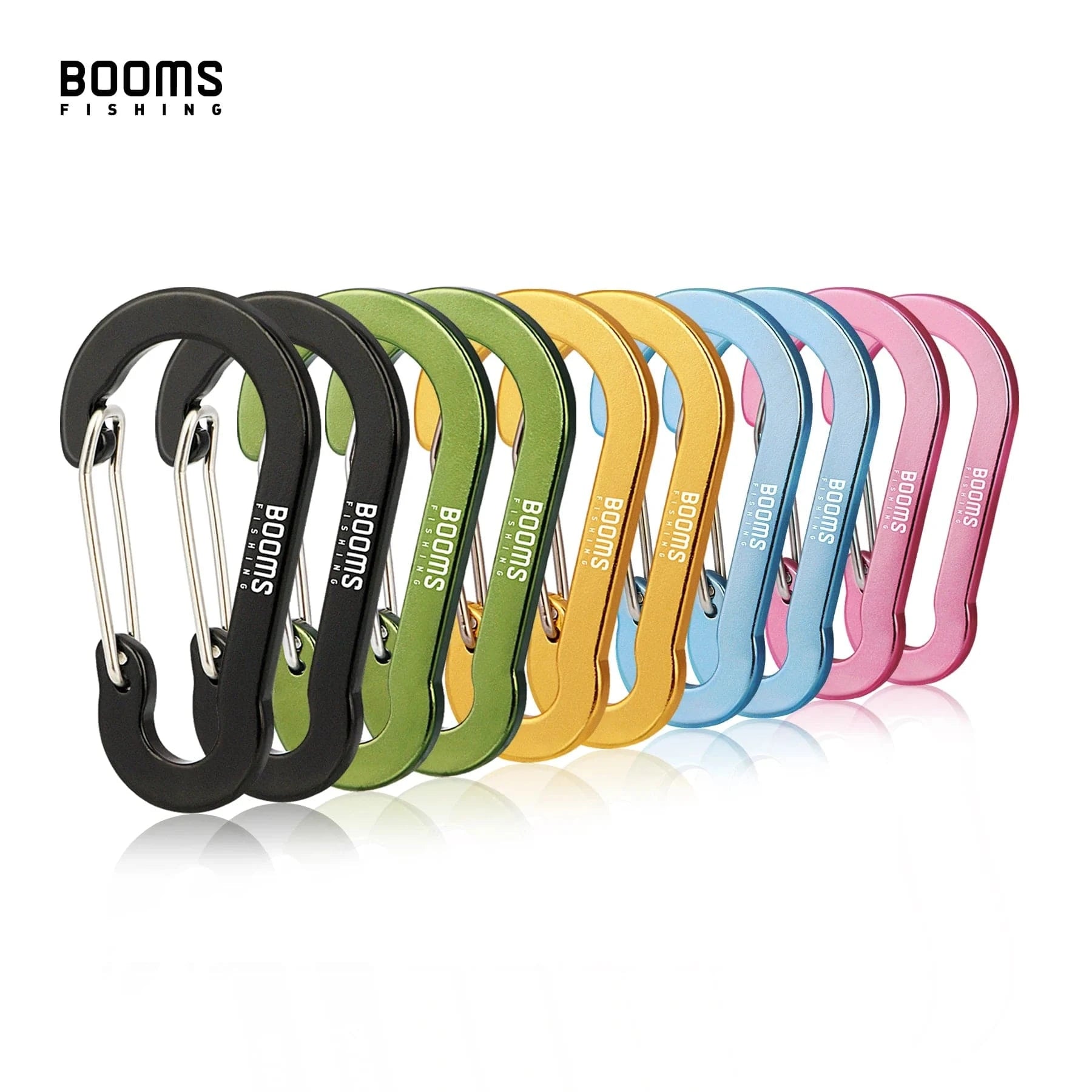 China China 5Colors 10pcs Booms Fishing CC1 Steel Small Carabiner Clips Outdoor Camping  Multi Tool  Fishing Acessories 6pcs