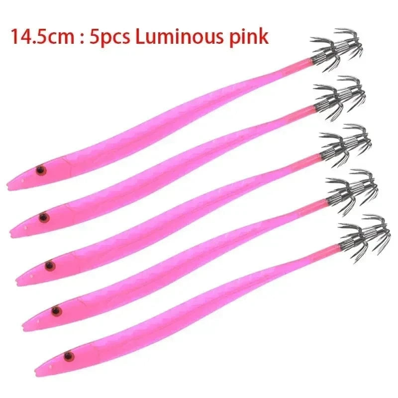 China China 5pcs-14.5cm F 5Pcs Egi Squid Bait Glow-in-the-dark Fishing Accessories Korea Sea Wood Shrimp Bait Squid Octopus Cuttlefish Bait Fishing Tackle