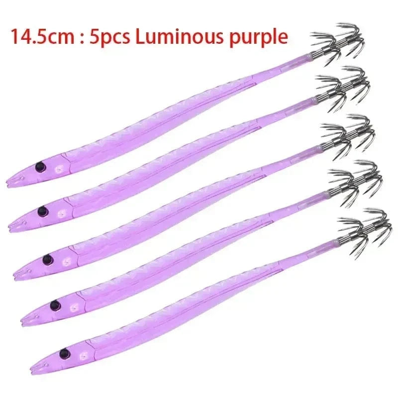China China 5pcs-14.5cm G 5Pcs Egi Squid Bait Glow-in-the-dark Fishing Accessories Korea Sea Wood Shrimp Bait Squid Octopus Cuttlefish Bait Fishing Tackle