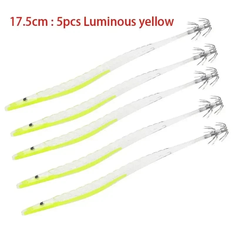 China China 5pcs-17.5cm J 5Pcs Egi Squid Bait Glow-in-the-dark Fishing Accessories Korea Sea Wood Shrimp Bait Squid Octopus Cuttlefish Bait Fishing Tackle