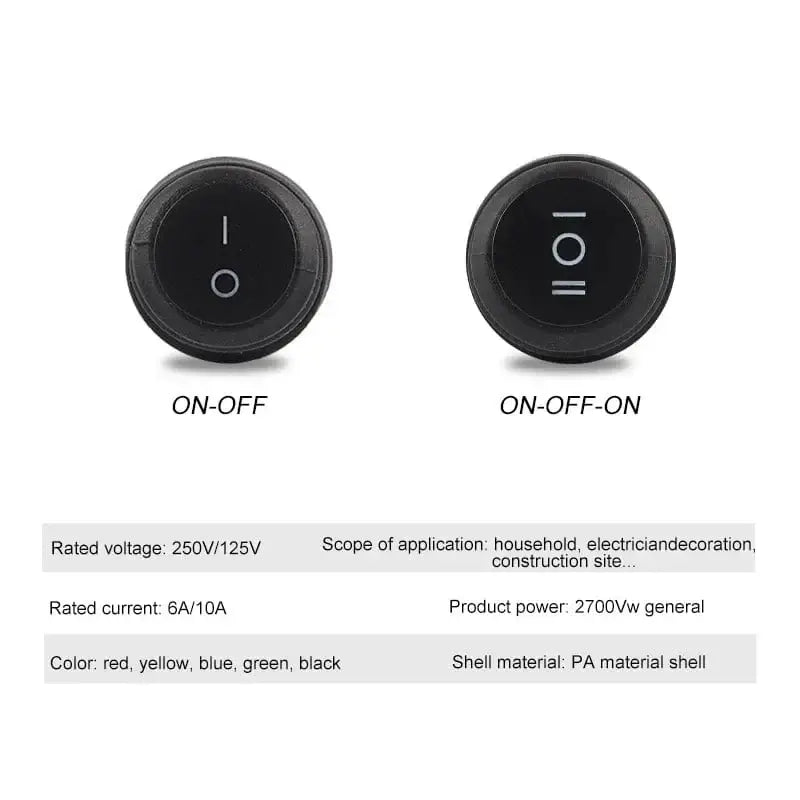 China China 5Pcs 2/3Pin 25mm 6A/10A 250V Round Rocker Dot Boat LED Light Waterproof Rocker Switch Car Auto Boat Marine Power Button Switch