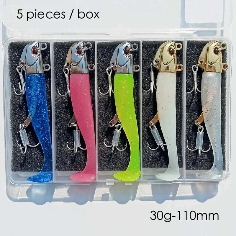 China China 5pcs 30g Artificial Bait Lumious/Glow Mackerel Sea Bullet Bass Snapper Fishing Lure Wobblers Swimbait Jigging Plastic Baits