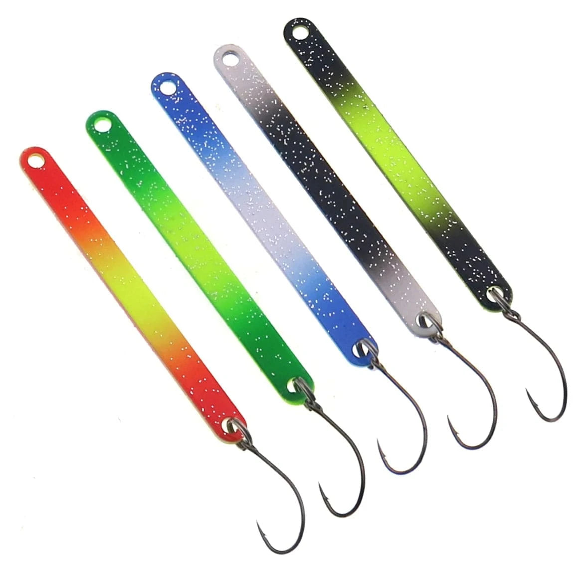 China China 5pcs / 50mm  2.3g 5PCS PescaTrout Stick Ice Fishing Spoon 2.3g 3.8g Colorful Spoon Bait Copper Metal Fishing Lure For Trout Pike Perch