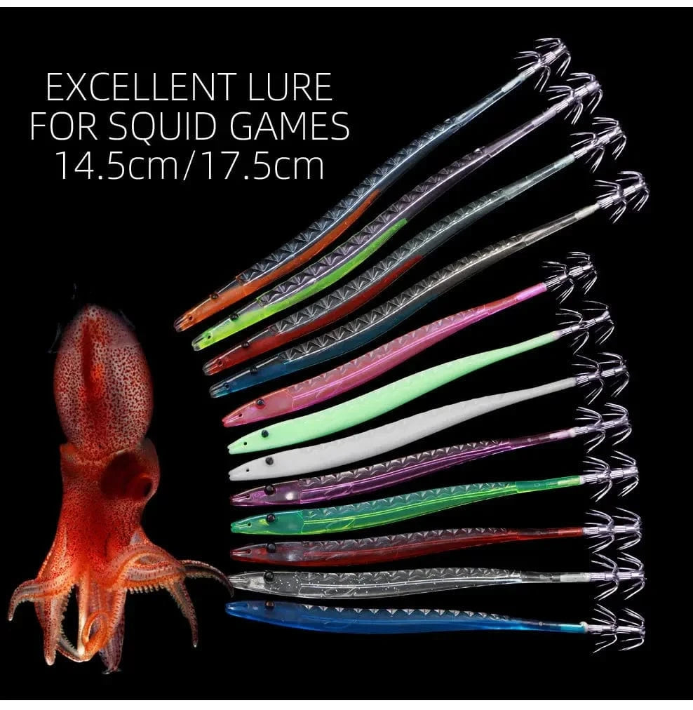 China China 5Pcs Egi Squid Bait Glow-in-the-dark Fishing Accessories Korea Sea Wood Shrimp Bait Squid Octopus Cuttlefish Bait Fishing Tackle