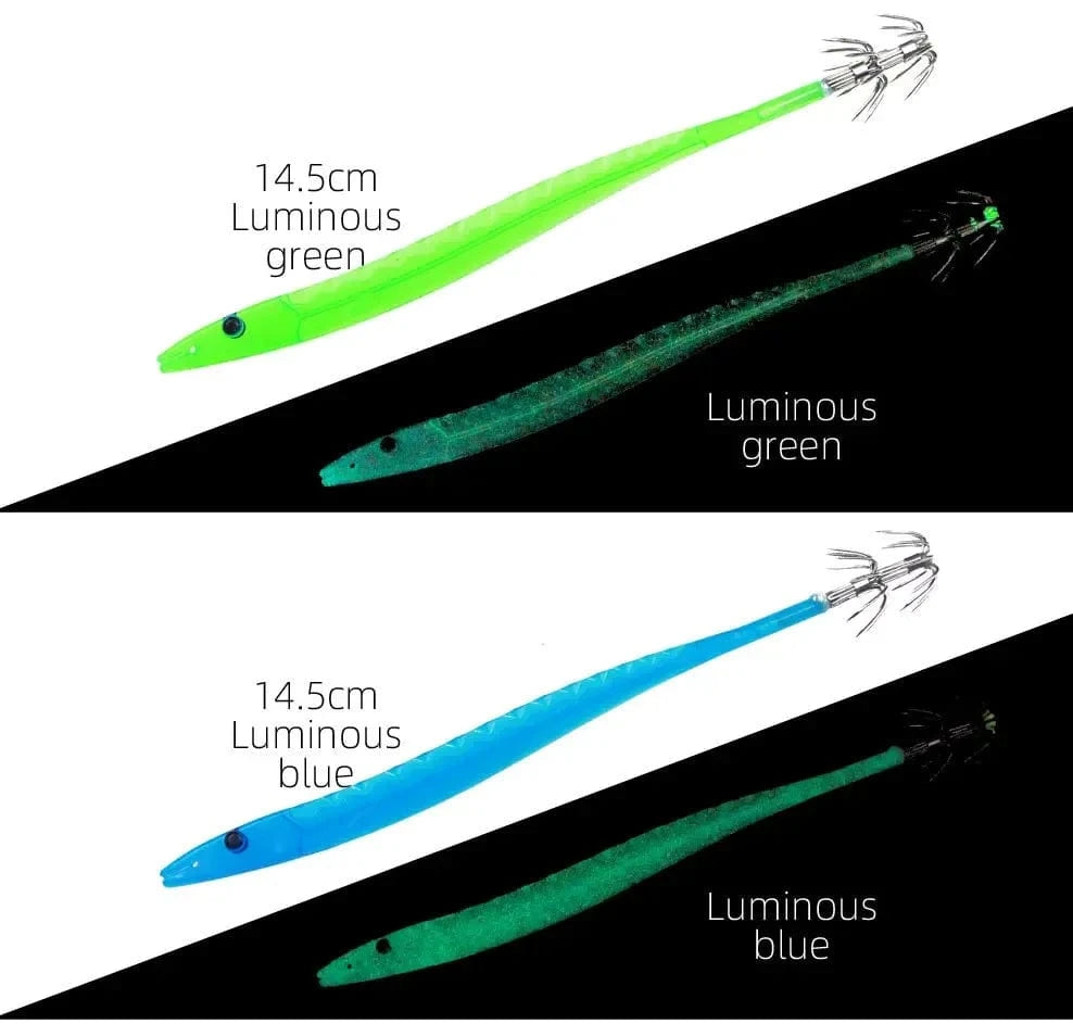 China China 5Pcs Egi Squid Bait Glow-in-the-dark Fishing Accessories Korea Sea Wood Shrimp Bait Squid Octopus Cuttlefish Bait Fishing Tackle