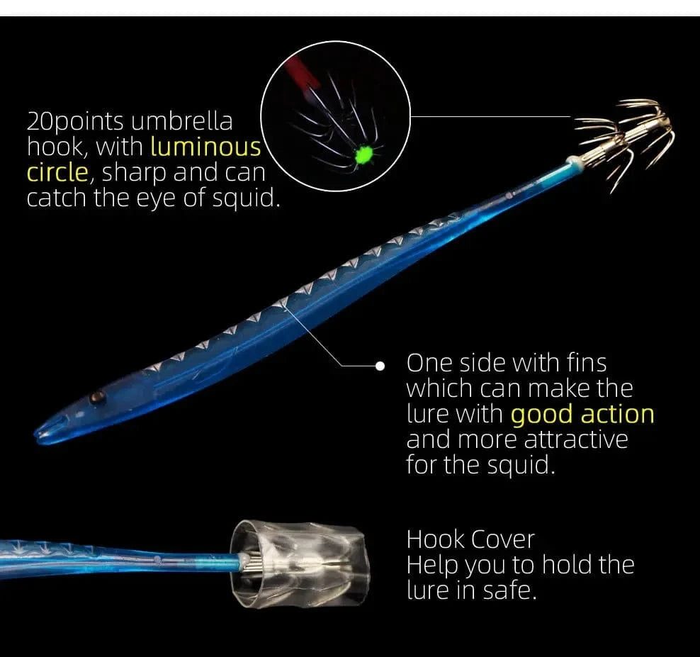 China China 5Pcs Egi Squid Bait Glow-in-the-dark Fishing Accessories Korea Sea Wood Shrimp Bait Squid Octopus Cuttlefish Bait Fishing Tackle