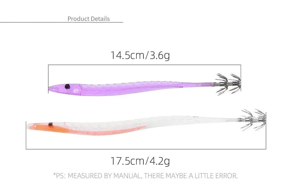 China China 5Pcs Egi Squid Bait Glow-in-the-dark Fishing Accessories Korea Sea Wood Shrimp Bait Squid Octopus Cuttlefish Bait Fishing Tackle
