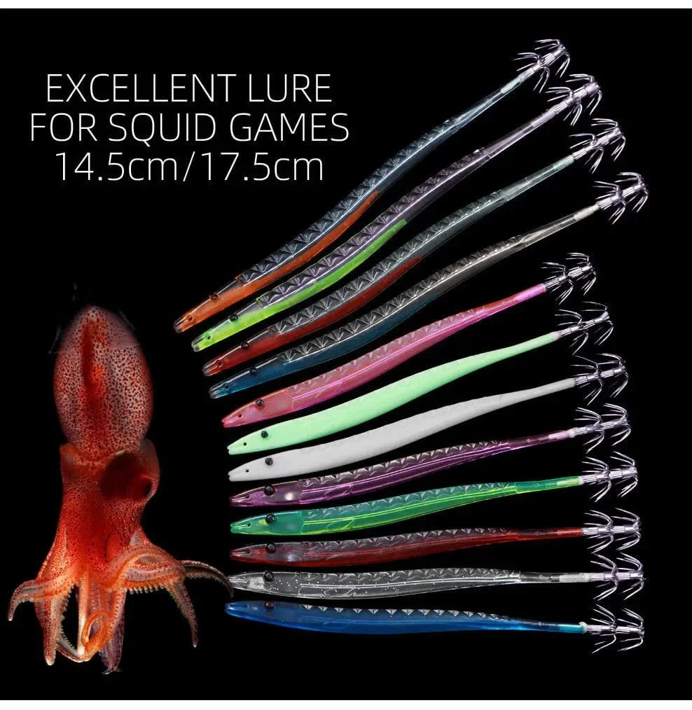 China China 5Pcs Egi Squid Bait Glow-in-the-dark Fishing Accessories Korea Sea Wood Shrimp Bait Squid Octopus Cuttlefish Bait Fishing Tackle