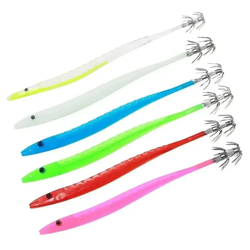 China China 5Pcs Egi Squid Bait Glow-in-the-dark Fishing Accessories Korea Sea Wood Shrimp Bait Squid Octopus Cuttlefish Bait Fishing Tackle