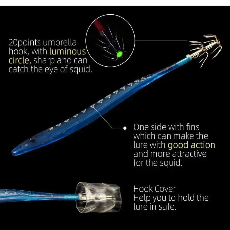 China China 5Pcs Egi Squid Bait Glow-in-the-dark Fishing Accessories Korea Sea Wood Shrimp Bait Squid Octopus Cuttlefish Bait Fishing Tackle