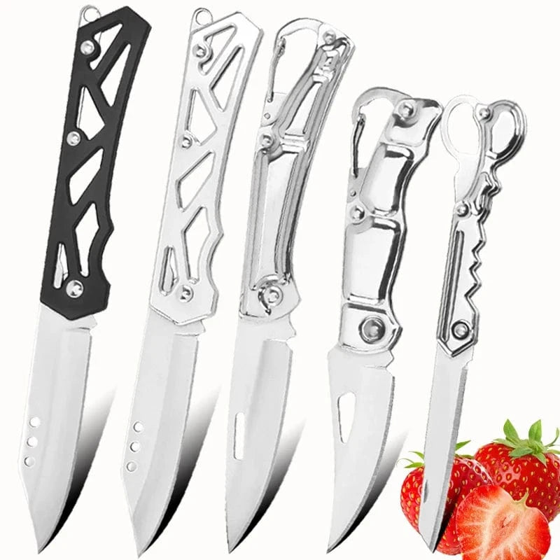 China China 5PCS knives Pocket Folding Fruit Knife Set Stainless Steel Kitchen Paring Knife with Keychain Knife Non-slip Handle for Kitchen Accessories