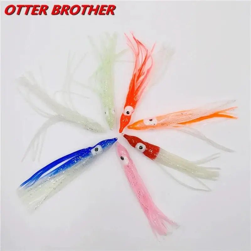 China China 5pcs Squid Skirts Octopus  Luminous Soft Lure 50mm/90mm/120mm  Night Fishing Lure Glow Rubber Artificial Tuna Bait pesca
