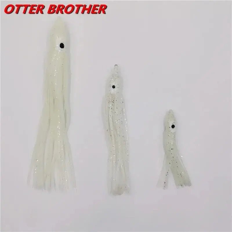 China China 5pcs Squid Skirts Octopus  Luminous Soft Lure 50mm/90mm/120mm  Night Fishing Lure Glow Rubber Artificial Tuna Bait pesca