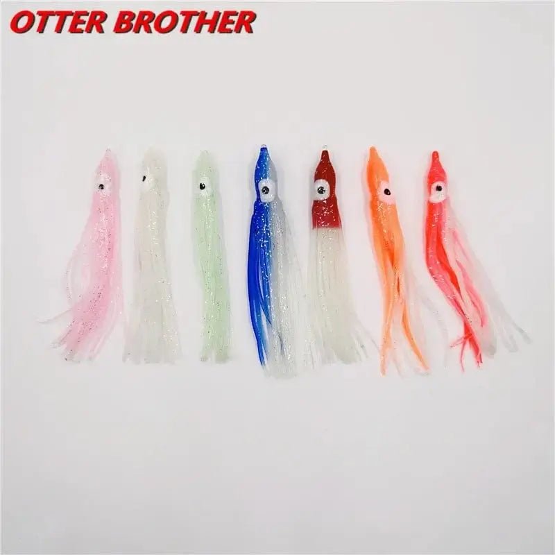 China China 5pcs Squid Skirts Octopus  Luminous Soft Lure 50mm/90mm/120mm  Night Fishing Lure Glow Rubber Artificial Tuna Bait pesca