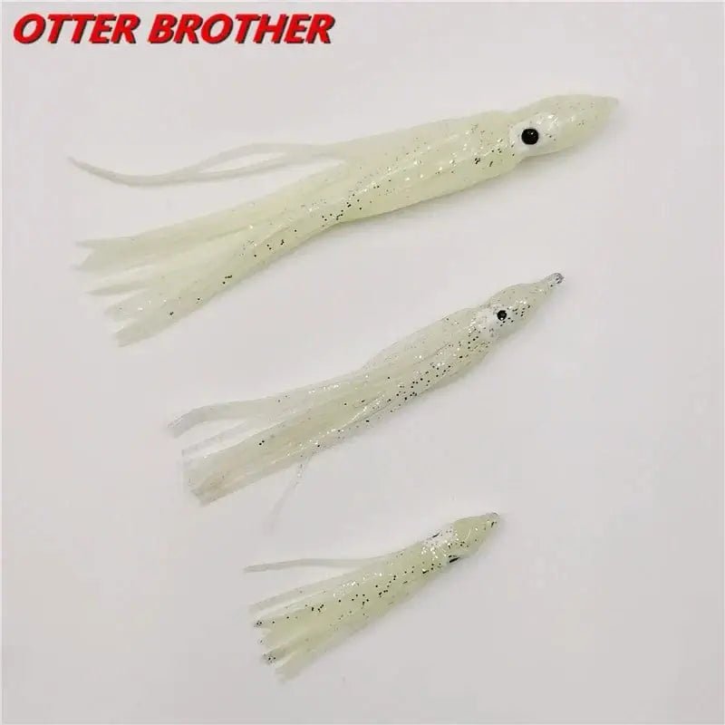 China China 5pcs Squid Skirts Octopus  Luminous Soft Lure 50mm/90mm/120mm  Night Fishing Lure Glow Rubber Artificial Tuna Bait pesca