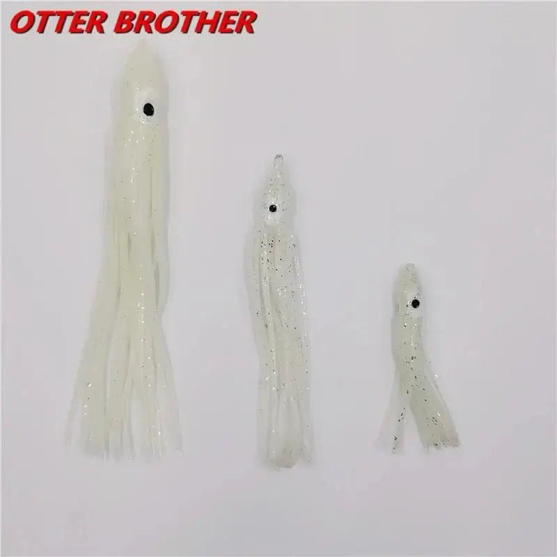 China China 5pcs Squid Skirts Octopus  Luminous Soft Lure 50mm/90mm/120mm  Night Fishing Lure Glow Rubber Artificial Tuna Bait pesca