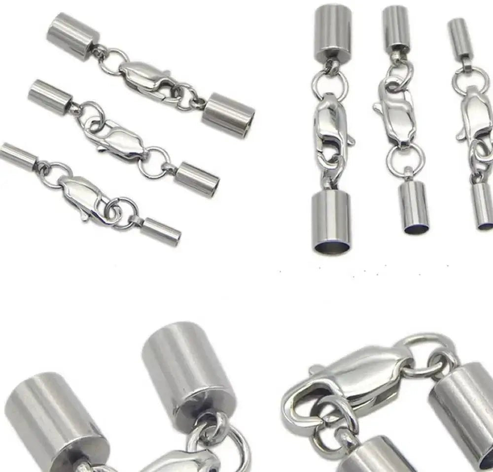 China China 5Pcs Stainless Steel Leather Cords Lobster Clasps Hooks Connectors Leather Rope DIY Crafts Jewelry Making Fit 1.5/2/2.5/3/4 mm