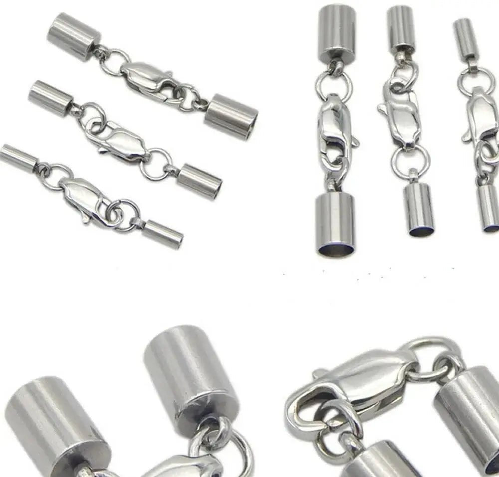 China China 5Pcs Stainless Steel Leather Cords Lobster Clasps Hooks Connectors Leather Rope DIY Crafts Jewelry Making Fit 1.5/2/2.5/3/4 mm