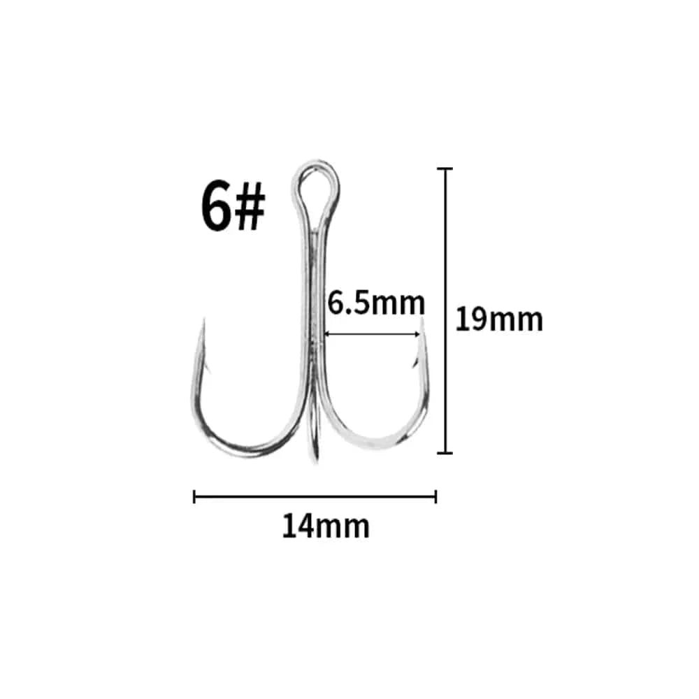 China China 6 10Pcs  Fishing Hooks Fishing Tackle Carbon Steel Barbed Sharp Triple Fishhook Sea Accessories With Feather