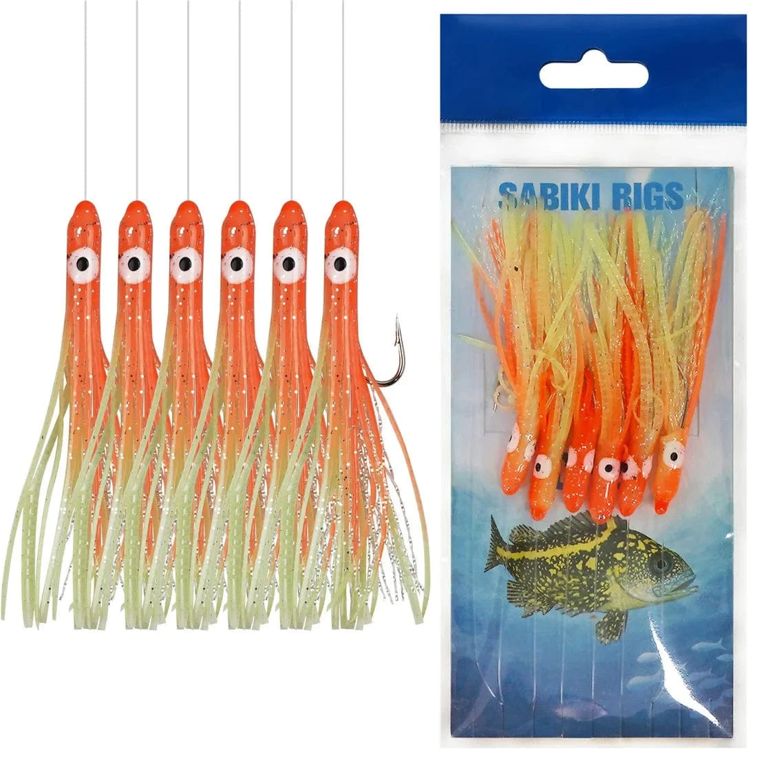 China China 6/12Packs Soft Squid Skirts Eel fishing Lures Teasers Saltwater Octopus rig live bait Mackerel Snapper Artificial Bait Fishhooks