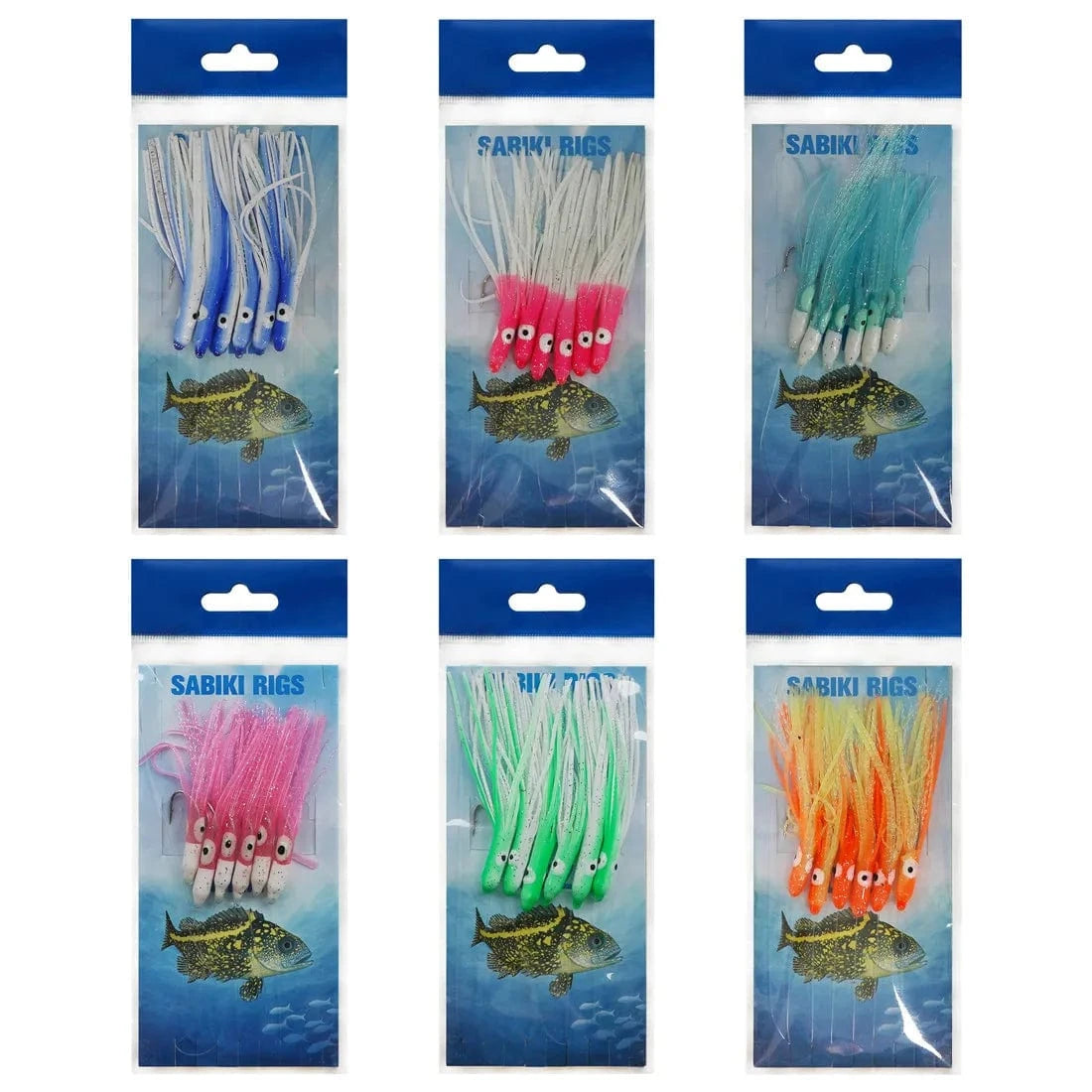 China China 6/12Packs Soft Squid Skirts Eel fishing Lures Teasers Saltwater Octopus rig live bait Mackerel Snapper Artificial Bait Fishhooks