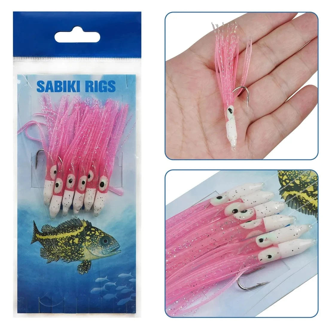 China China 6/12Packs Soft Squid Skirts Eel fishing Lures Teasers Saltwater Octopus rig live bait Mackerel Snapper Artificial Bait Fishhooks