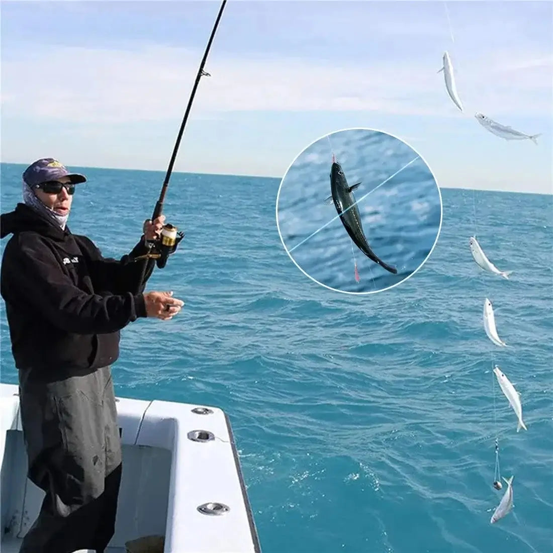 China China 6/12Packs Soft Squid Skirts Eel fishing Lures Teasers Saltwater Octopus rig live bait Mackerel Snapper Artificial Bait Fishhooks