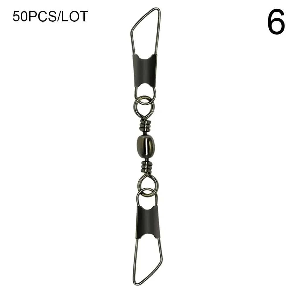 China China 6 50pcs Rolling Swivel with Hanging Snap Fishing Tackle Fishhooks Connector Fishing Tools