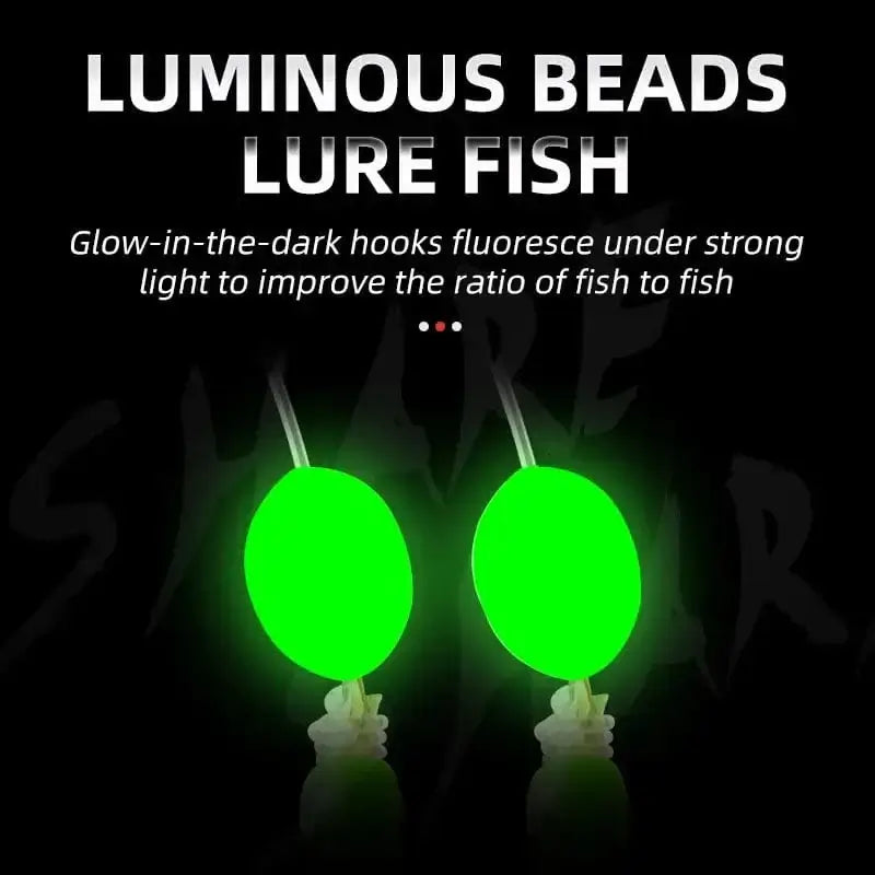 China China 6 Hooks Luminous Sabiki Rigs Saltwater Real Fish Skin String Hook Mackerel Feathers Fishing Lures Set Fishing Bait
