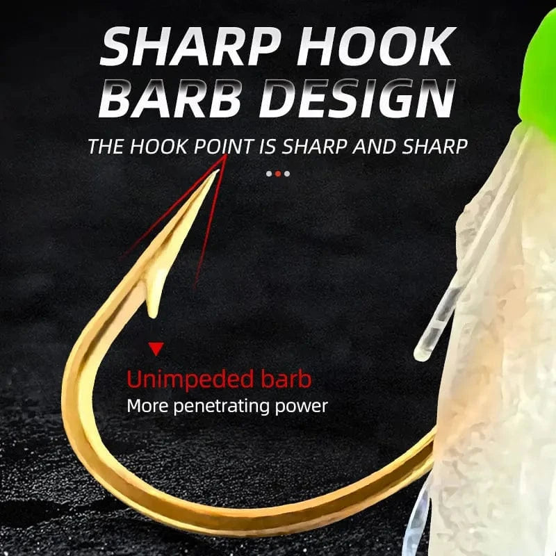 China China 6 Hooks Luminous Sabiki Rigs Saltwater Real Fish Skin String Hook Mackerel Feathers Fishing Lures Set Fishing Bait