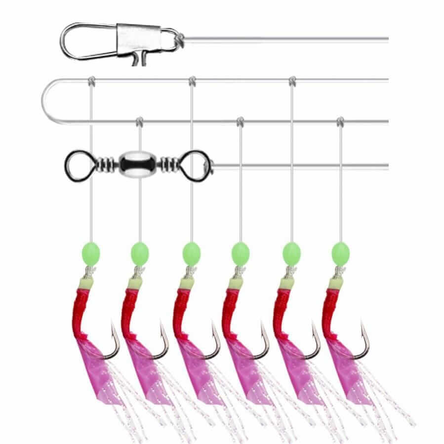 China China 6 In 1 Luminous Simulation Fish Skin 1.5m Sabiki Soft Fishing Lures Hook 8# 10# 12# 15# Fishing String Hook
