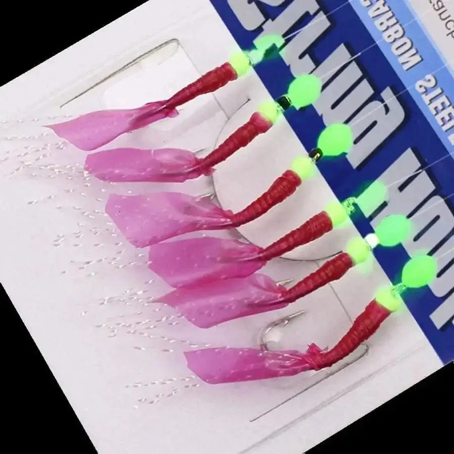 China China 6 In 1 Luminous Simulation Fish Skin 1.5m Sabiki Soft Fishing Lures Hook 8# 10# 12# 15# Fishing String Hook