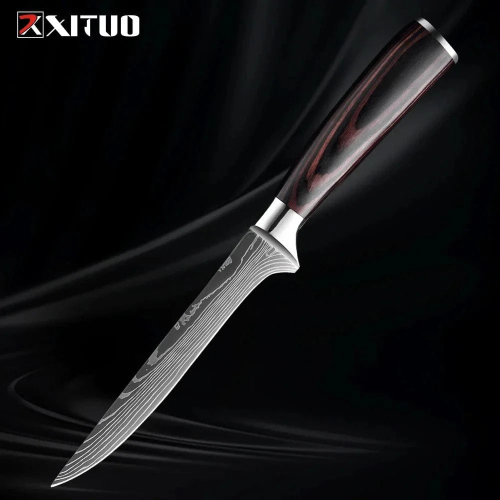 China China 6 inch Boning Knife Professional Kitchen Knife Set 1-9PCS, Sharp Chef Knife Santoku Knife Fruit knife 7Cr17Mov Stainless Steel Ergonomic Wood Handle