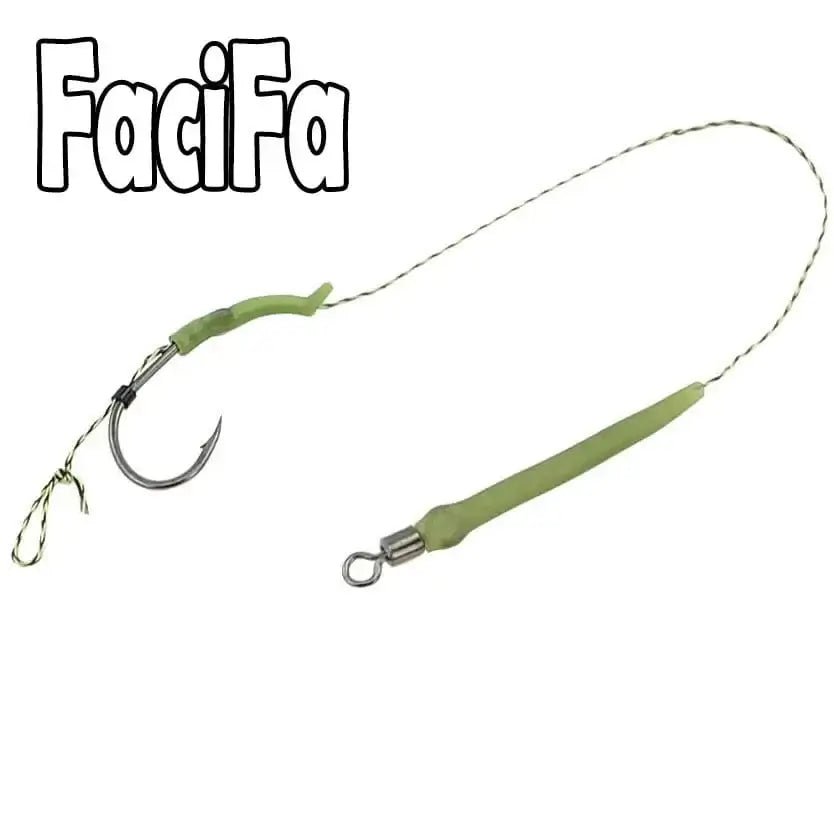 China China 6 Pcs Carp Fishing Accessories Hair Rig Fishing Hook 1set Ready Made Tied Boilie Hook with Fishing line Anti Tangle Sleeve