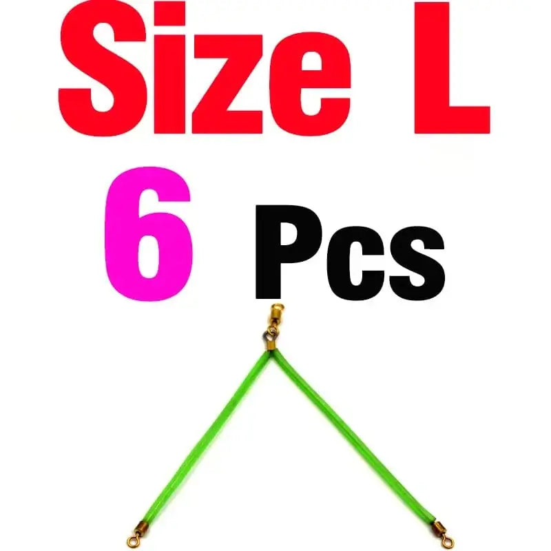 China China 6 Pcs L MNFT 6Pcs Luminous Stainless Steel Anti Tangle Booms With Swivel Hook Lure Connector Supplies Sea /Boat Fishing Tackle