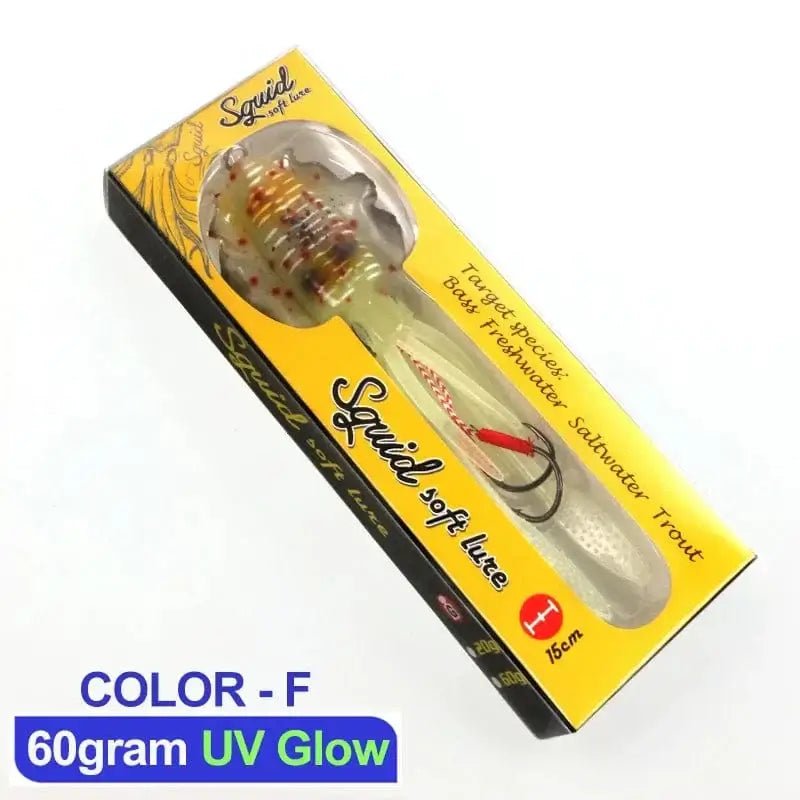 China China 60g 15cm 10 60g120g150g Silicone Soft Artificial Rubber Luminous UV Squid Jig Fishing Lures For Sea Fishing Trolling Wobbler Bait