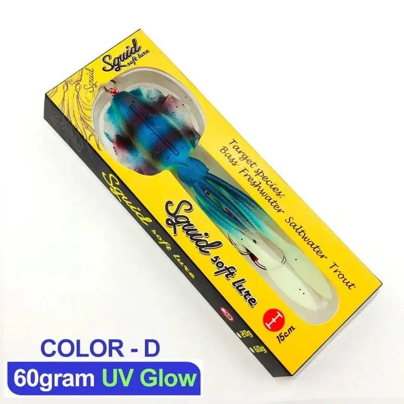 China China 60g 15cm 11 60g120g150g Silicone Soft Artificial Rubber Luminous UV Squid Jig Fishing Lures For Sea Fishing Trolling Wobbler Bait