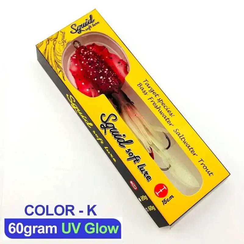 China China 60g 15cm 60g120g150g Silicone Soft Artificial Rubber Luminous UV Squid Jig Fishing Lures For Sea Fishing Trolling Wobbler Bait