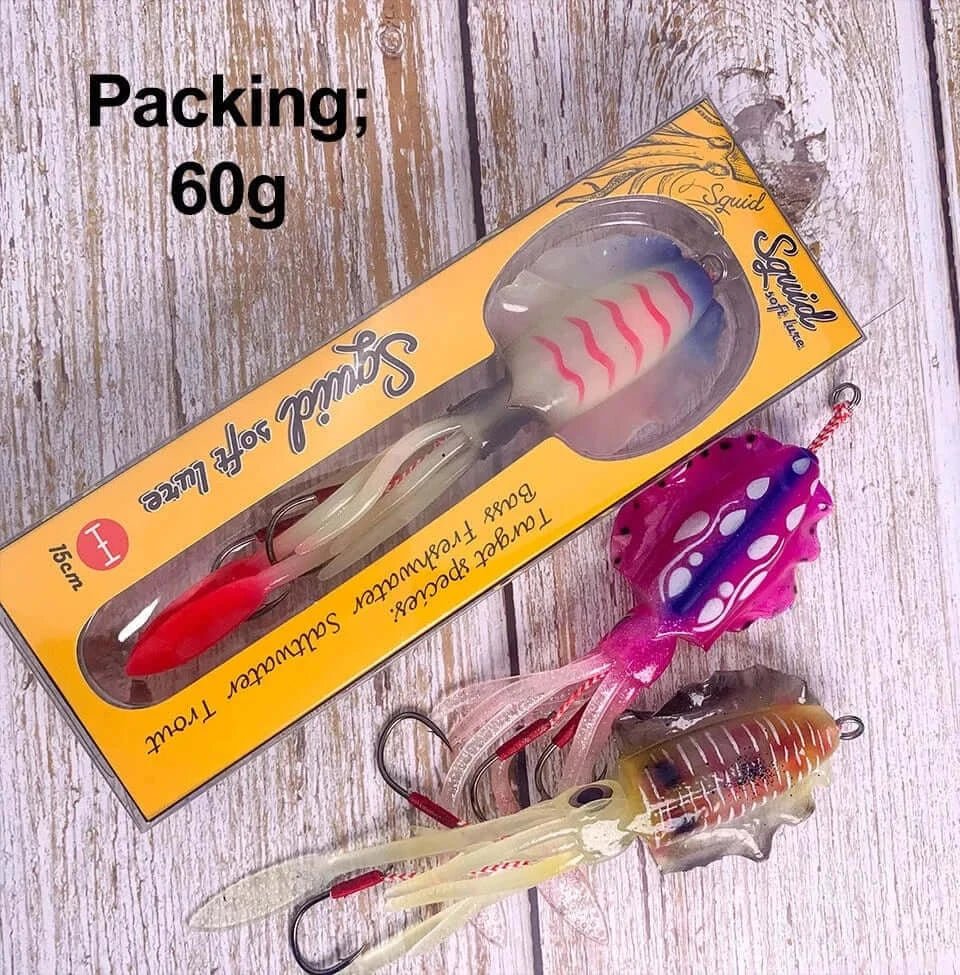 China China 60g120g150g Silicone Soft Artificial Rubber Luminous UV Squid Jig Fishing Lures For Sea Fishing Trolling Wobbler Bait