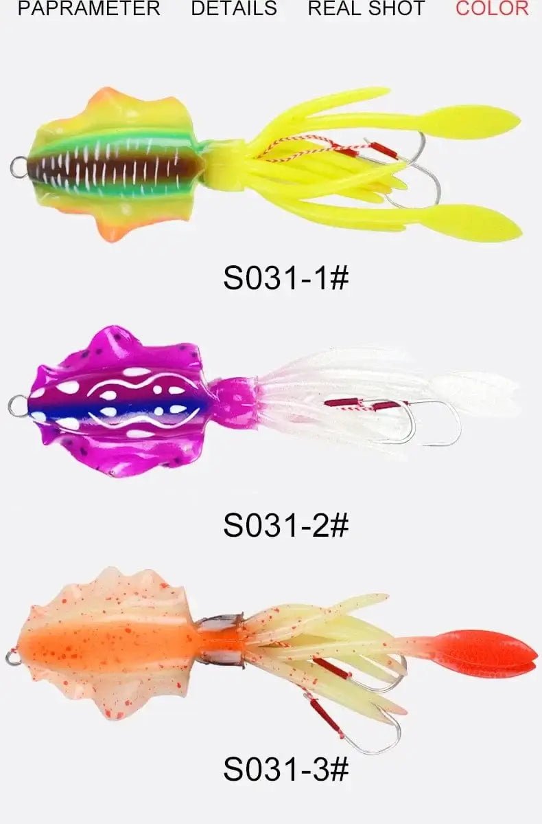 China China 60g120g150g Silicone Soft Artificial Rubber Luminous UV Squid Jig Fishing Lures For Sea Fishing Trolling Wobbler Bait