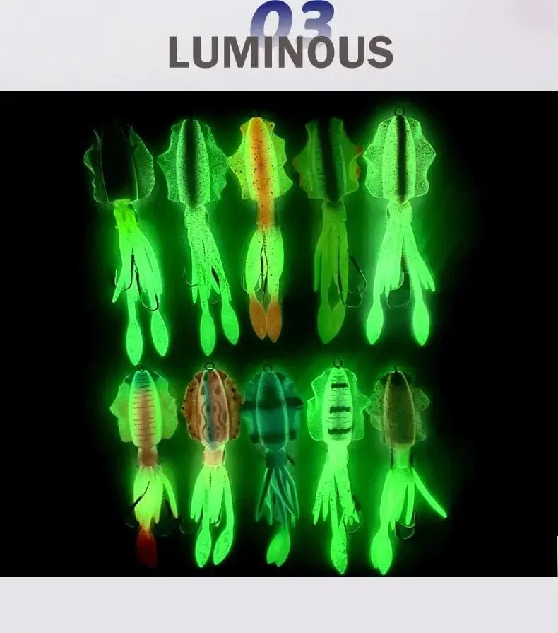 China China 60g120g150g Silicone Soft Artificial Rubber Luminous UV Squid Jig Fishing Lures For Sea Fishing Trolling Wobbler Bait