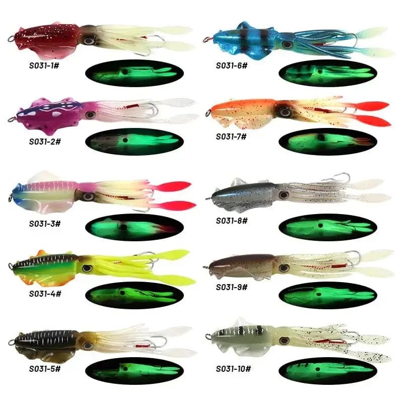 China China 60g120g150g Silicone Soft Artificial Rubber Luminous UV Squid Jig Fishing Lures For Sea Fishing Trolling Wobbler Bait