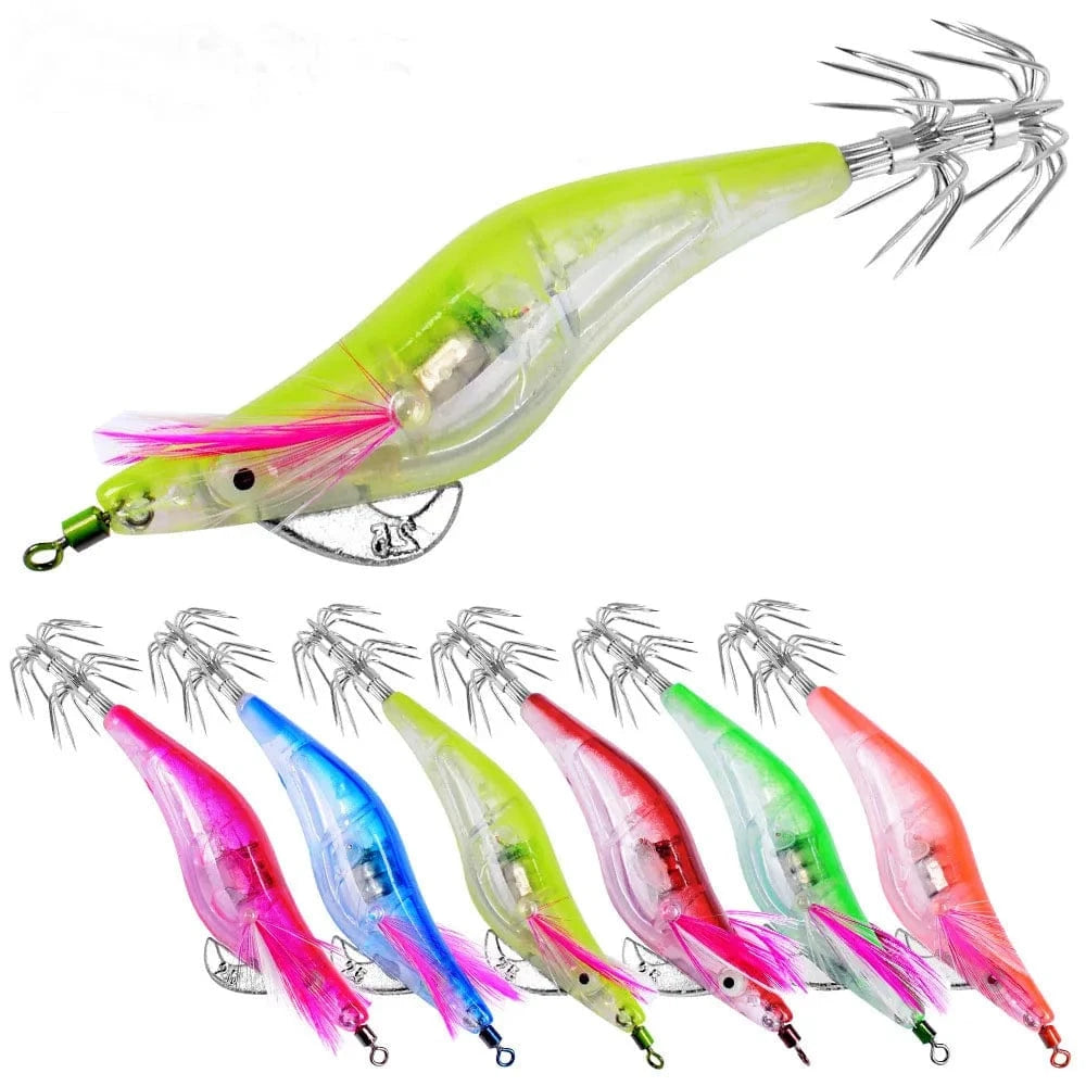 China China 6PC actual color 6Pcs/Set Electronic Flashing LED Fishing Lure in Water Tackle Tool Minnow Luminous Squid Jig Shrimp Bait Night Fishing Lure