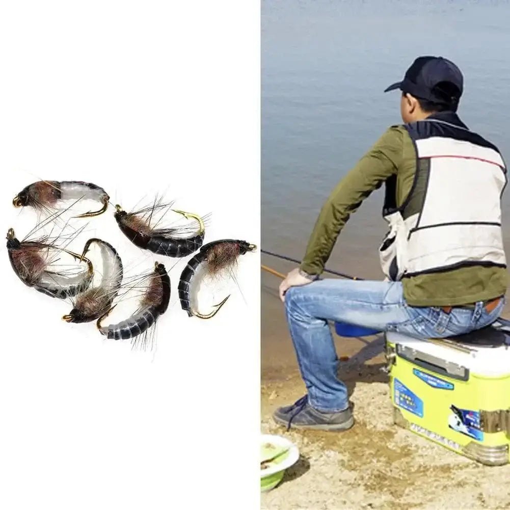 China China 6pcs 6PCSTrout Fishing Realistic Nymph Scud Fly Nymphing Artificial Insect Baits Flying Lure Fishing Accessories
