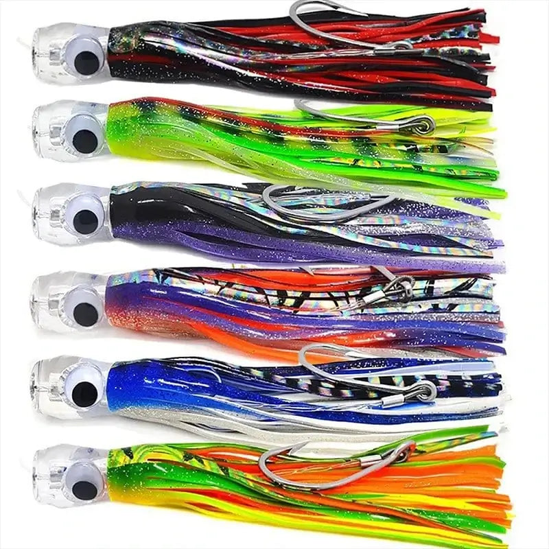 China China 6PCS/bag Trolling Sea Fishing Marlin Tuna Mahi Dolphin Durado Wahoo Shark Skirted Deep Sea Fishing Lure Set
