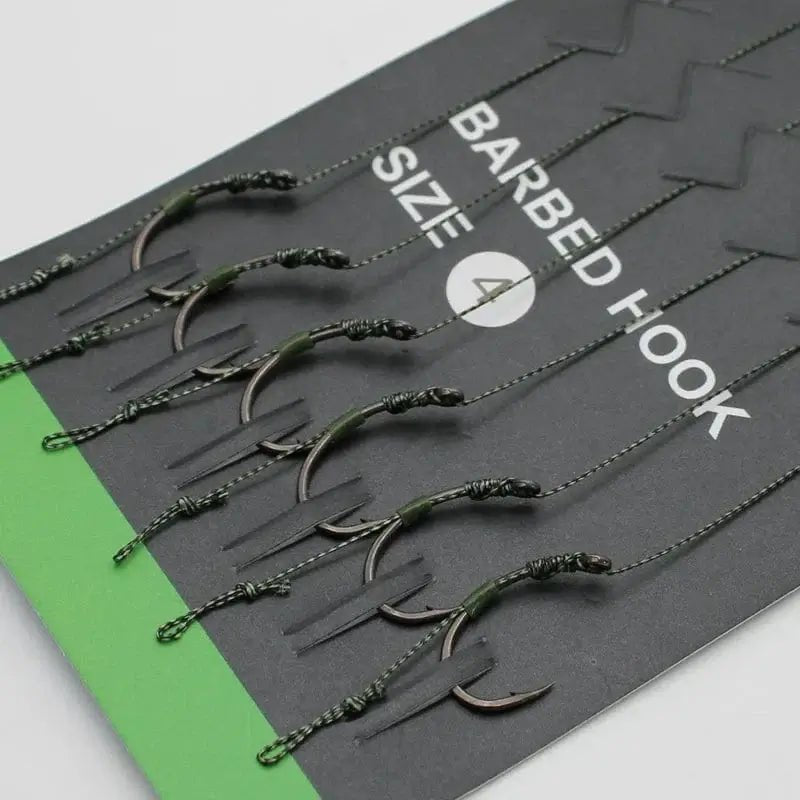 China China 6pcs Carp Fishing Accessories Hair Rig Fishing Hook Set Ready Made Tied Rigging With Fishing Line Boilie Hook For Carp Tackle
