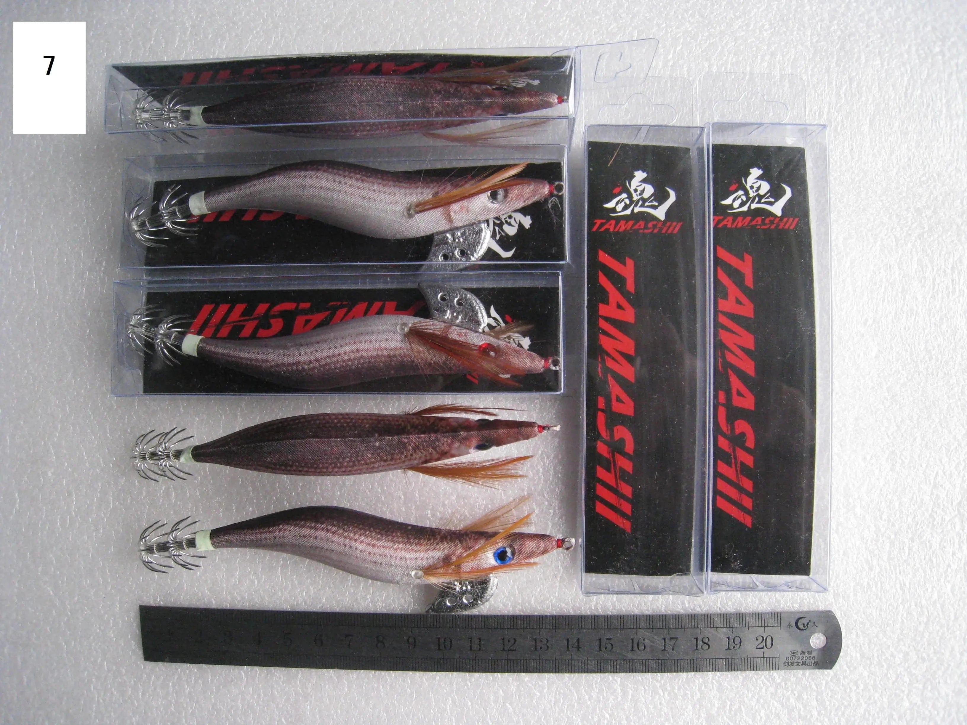 China China 7 / 2.5 20pcs 3.5#   squid jigs  (13.5cm  20g)squid hook fishing lure ,jig bait, wood shrimp.fishingtackle .