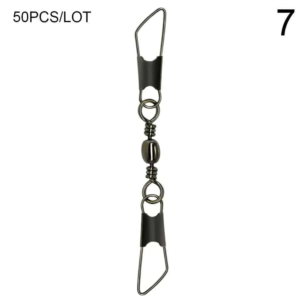 China China 7 50pcs Rolling Swivel with Hanging Snap Fishing Tackle Fishhooks Connector Fishing Tools