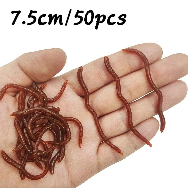 China China 7.5CM 50PCS A 20PCS-100pcs Lifelike Red Worm Soft Lure Earthworm Ice Winter Fishing Silicone Artificial Bait Fishy Shrimp Additive Bass Carp